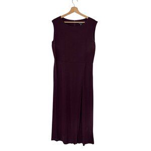 Eileen Fisher Jumpsuit Women Small Burgundy Stretch Jersey Wide Leg Faux Wrap